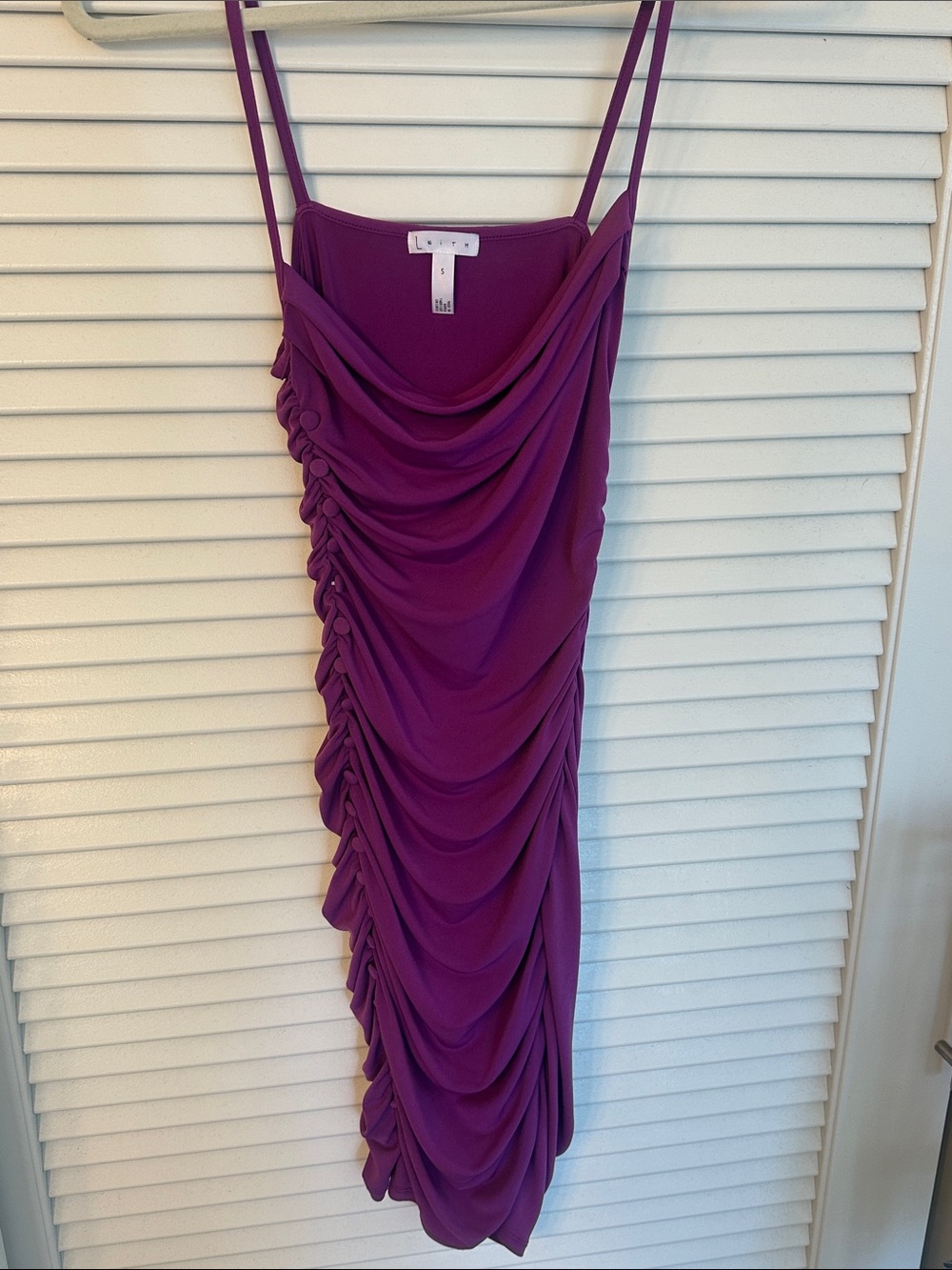 Leith Ruched Spaghetti Strap Mini Dress in Purple